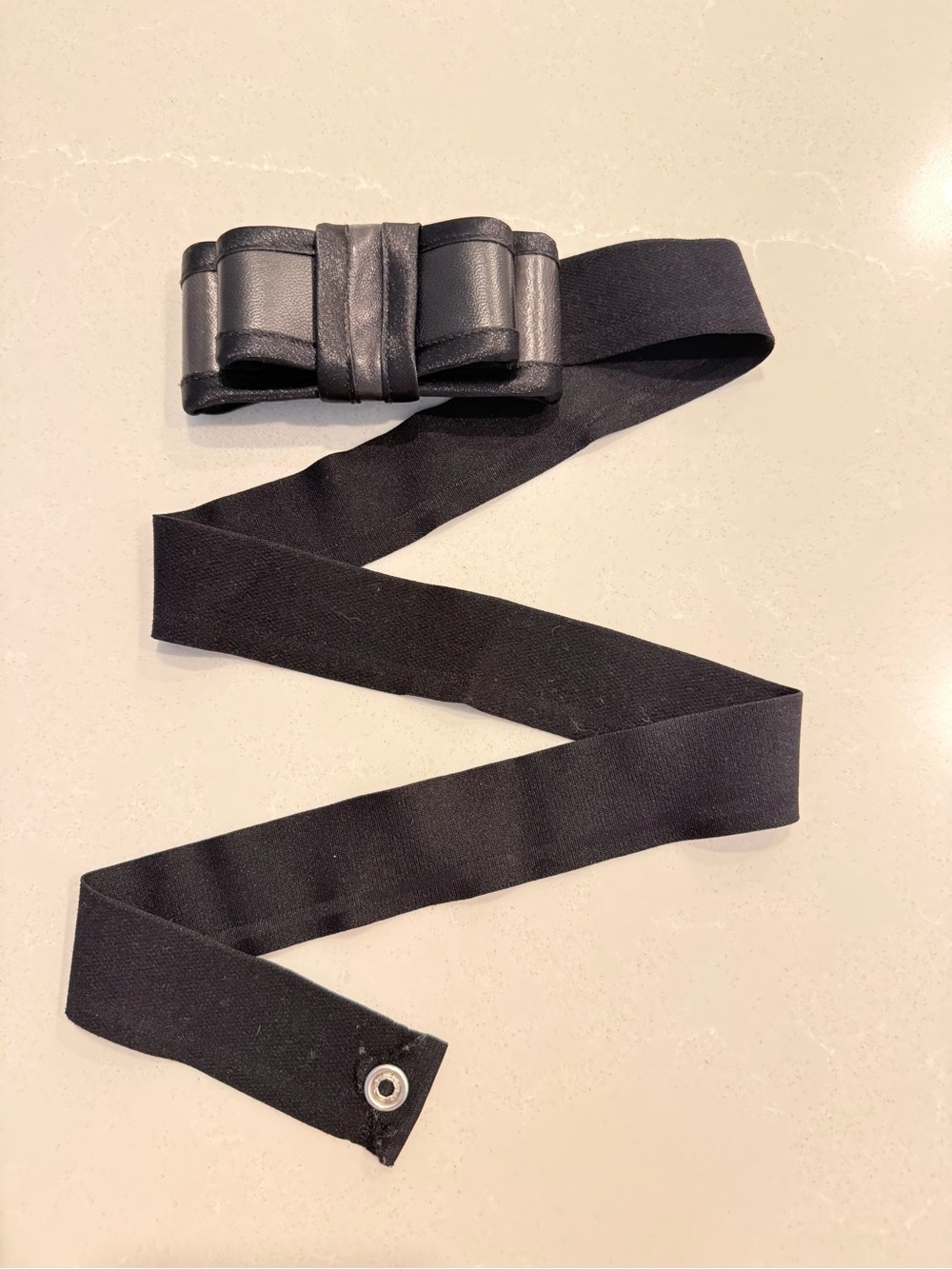 Black Bow-Accent Elastic Waist Belt for Women